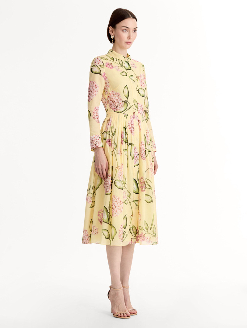PORCELAIN FLOWER COTTON POPLIN LONG-SLEEVE DRESS 4