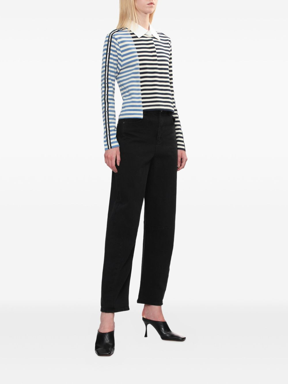 striped panelled polo top - 2