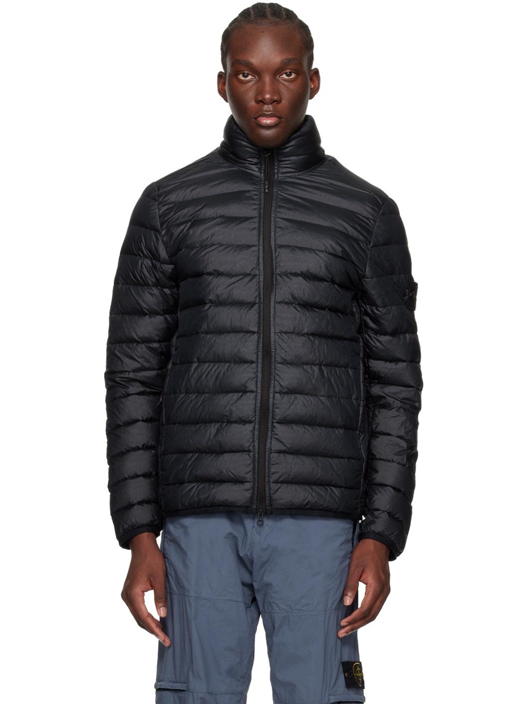 Navy Patch Down Jacket - 1