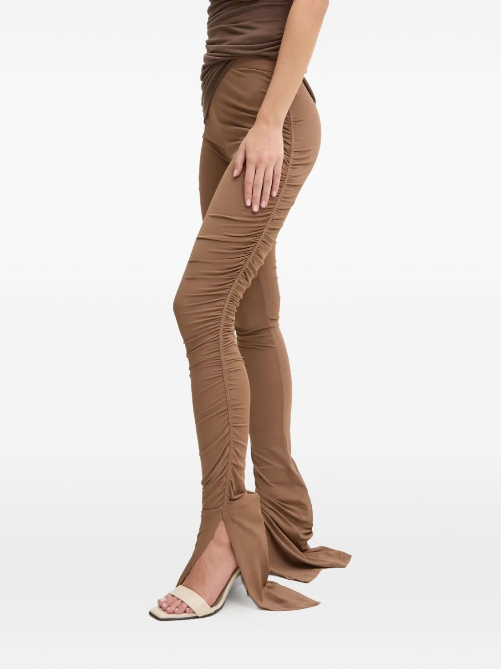 ruched split-hem trousers - 3