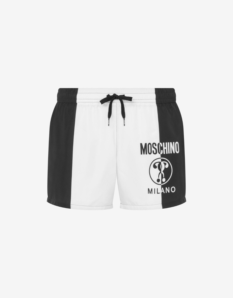 DOUBLE QUESTION MARK TWO-TONE SWIM TRUNKS - 1