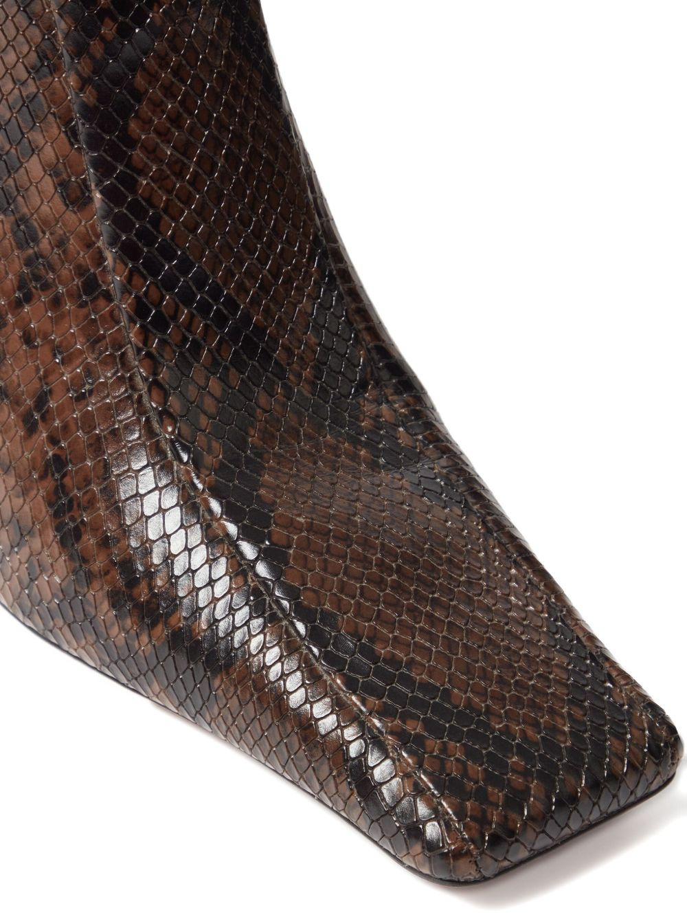 square-toe snakeskin-pattern boots - 4
