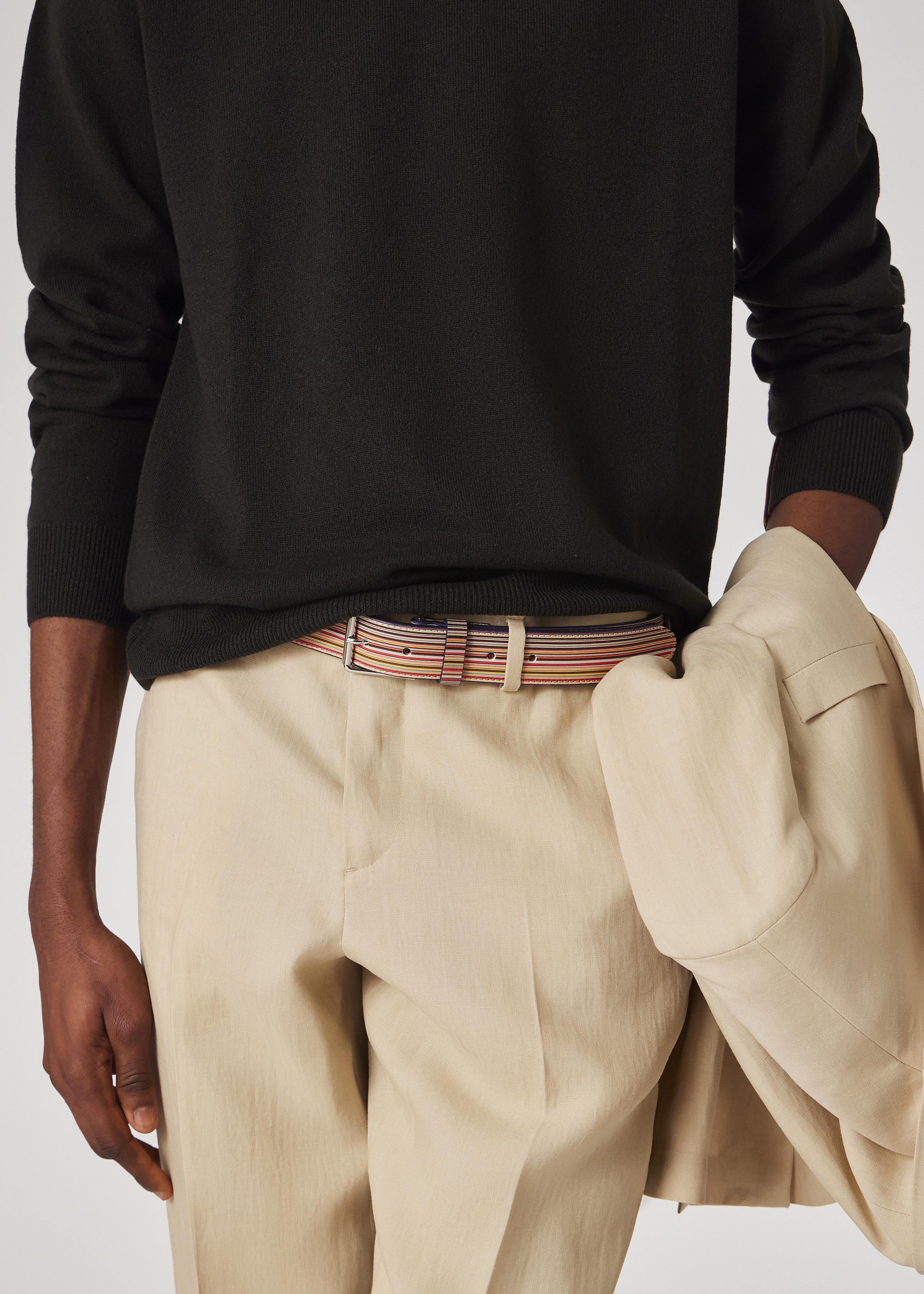 Beige Linen Tapered-Fit Trousers - 3