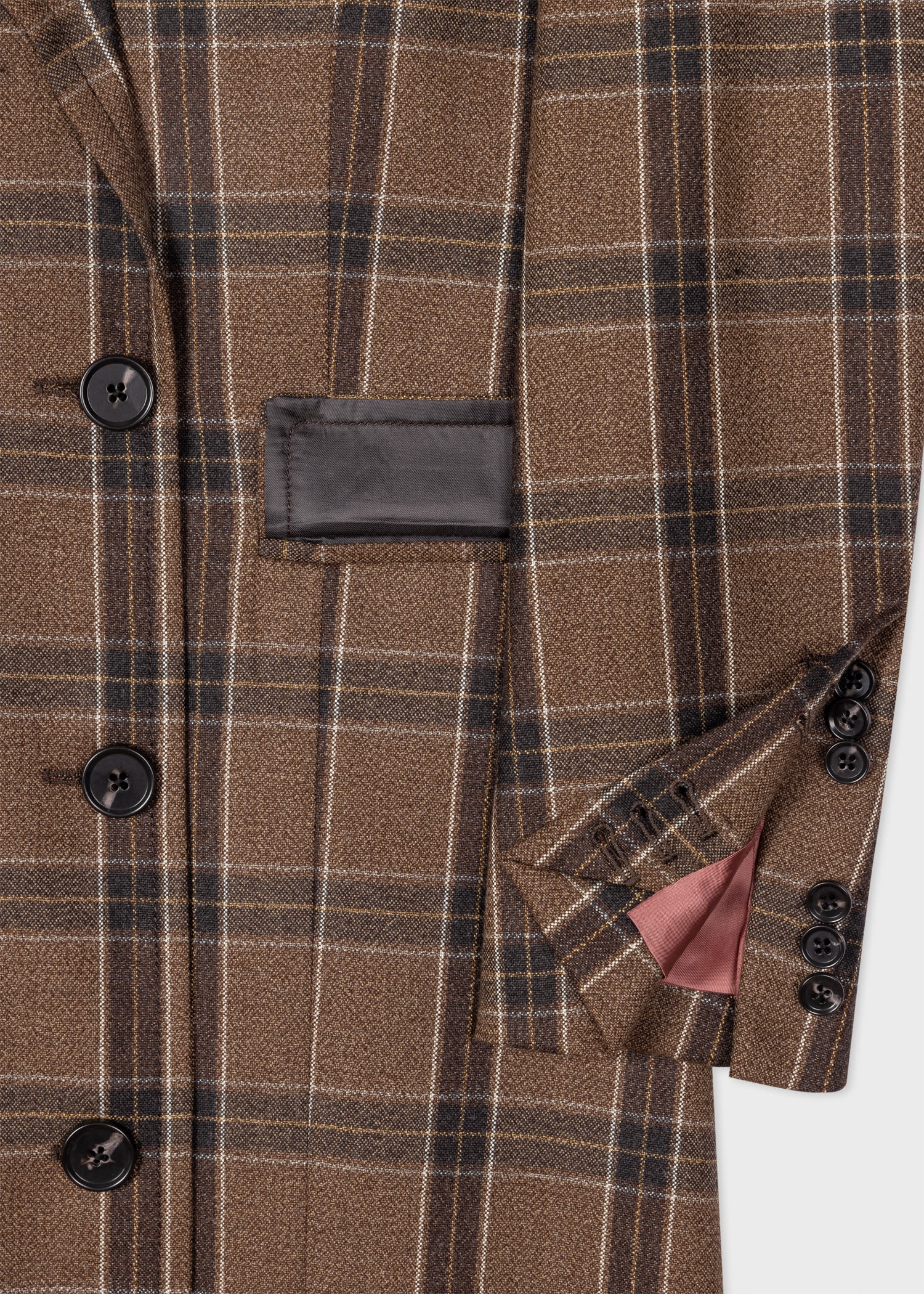 Brown Buffalo Check Double-Breasted Coat - 3