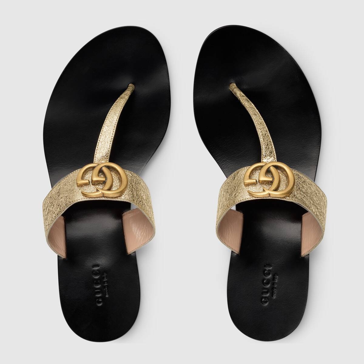 Leather thong sandal with Double G - 3