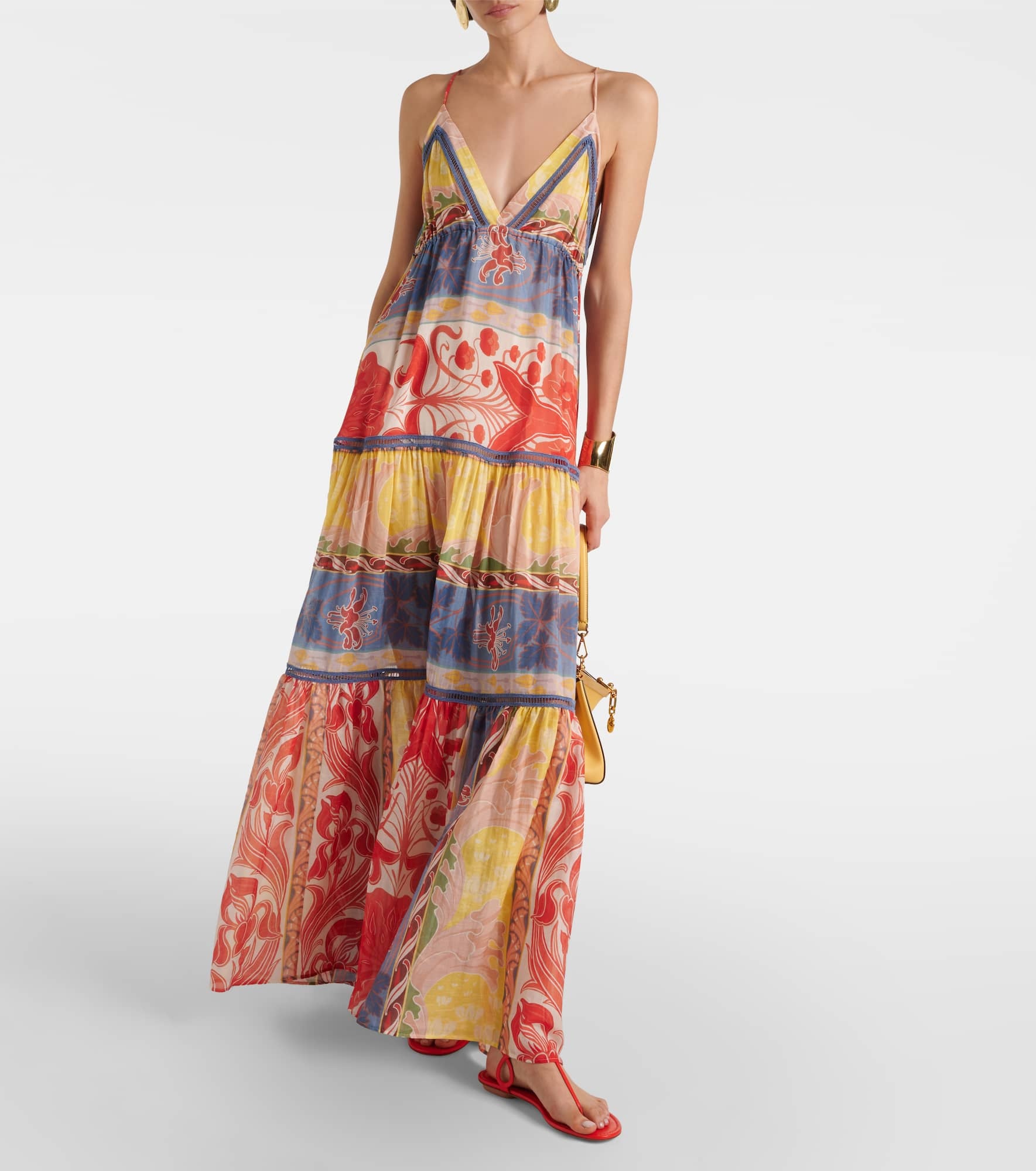 Printed cotton and silk maxi dress - 2