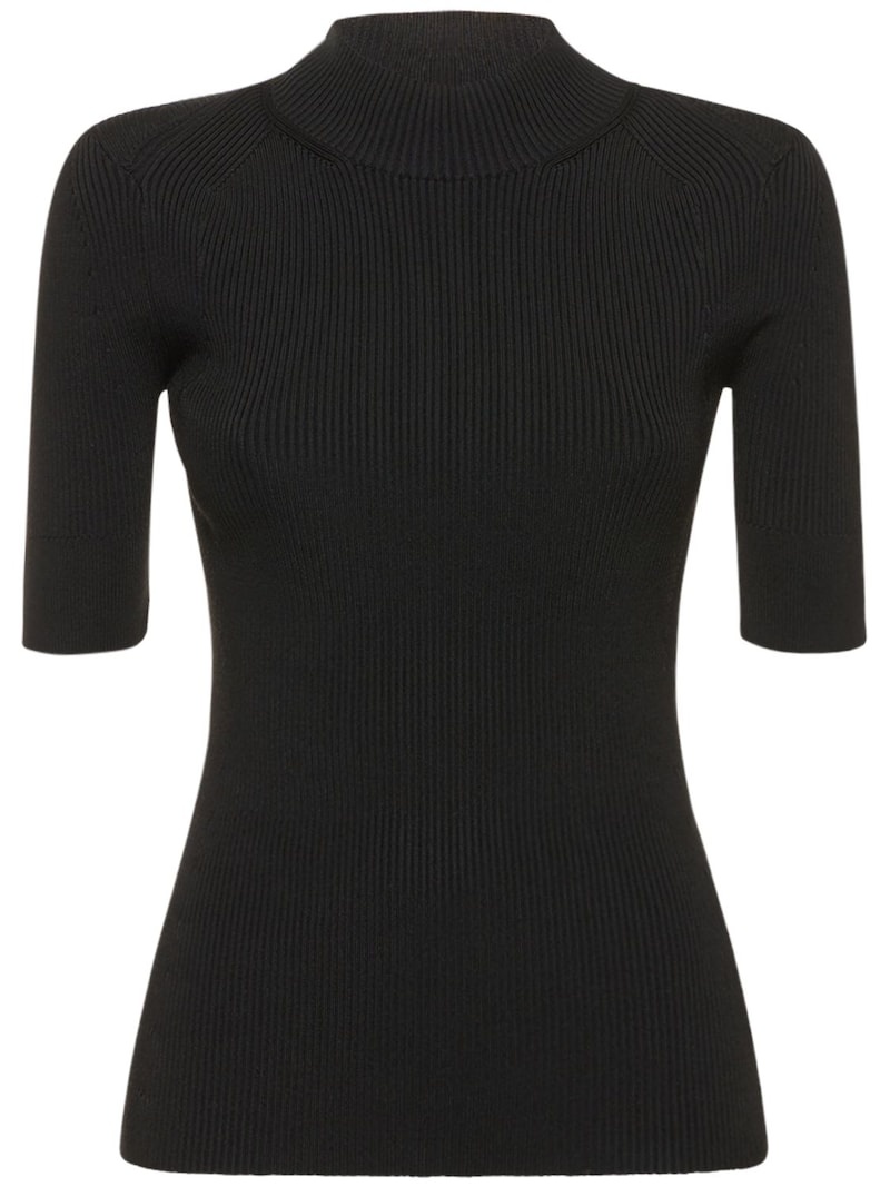 Compact rib knit technical top - 1