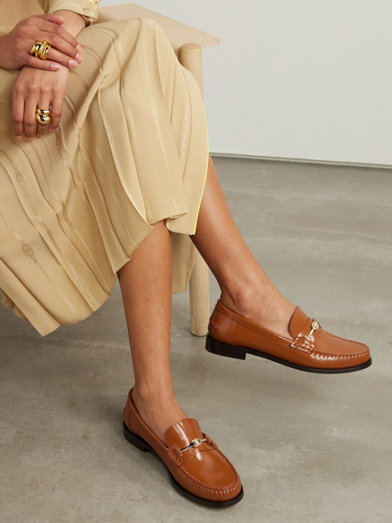 FERRAGAMO Harry embellished patent-leather loafers Tan outlook