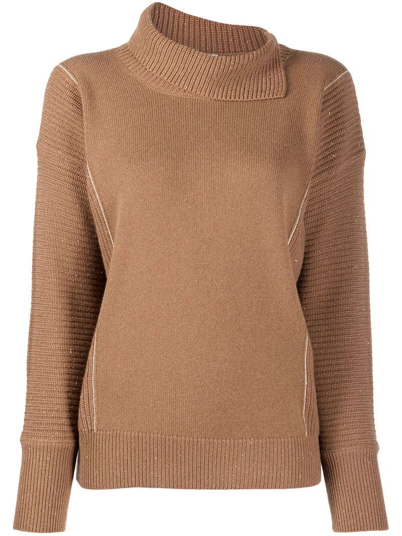 asymmetric high neck knitted jumper 1