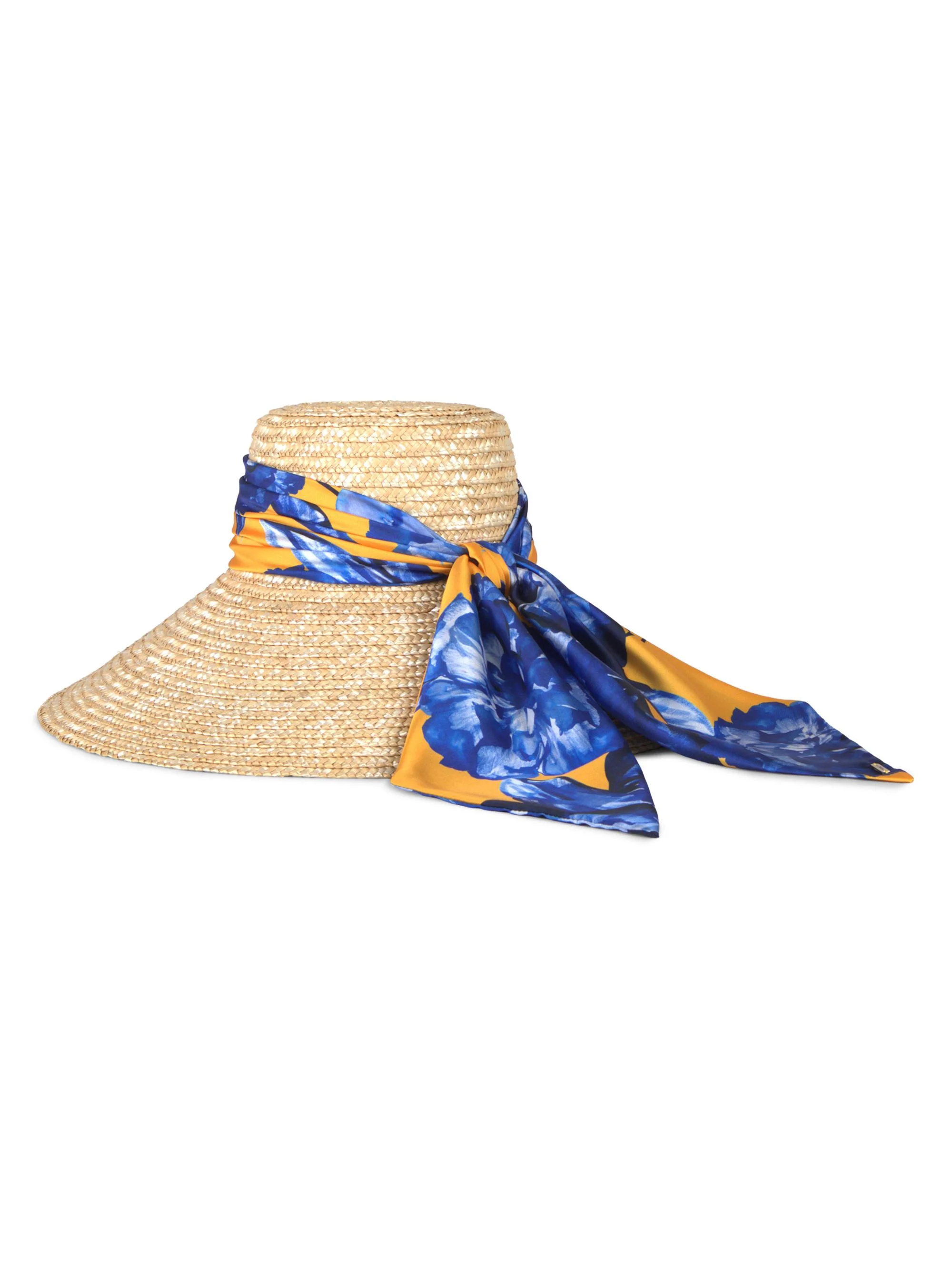 Women's Mirabel Scarf-Trim Straw Sun Hat - Natural - 1