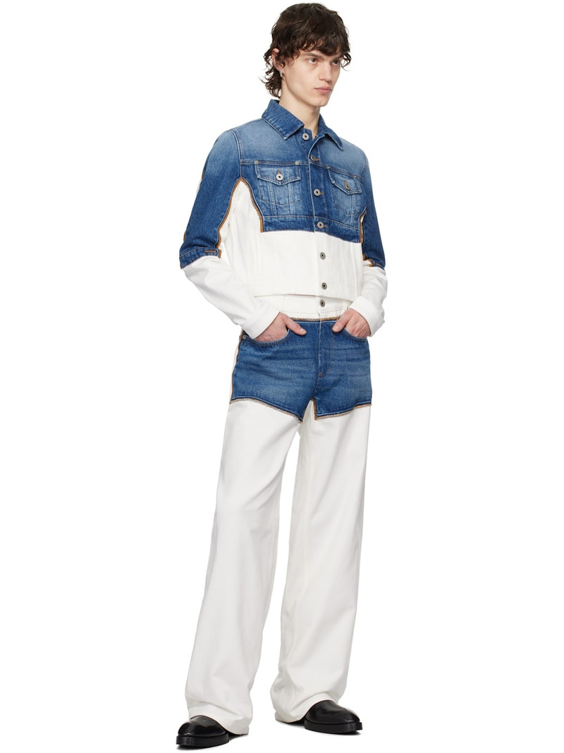 Jean Paul Gaultier White & Blue 'The Petit Grand' Jeans outlook