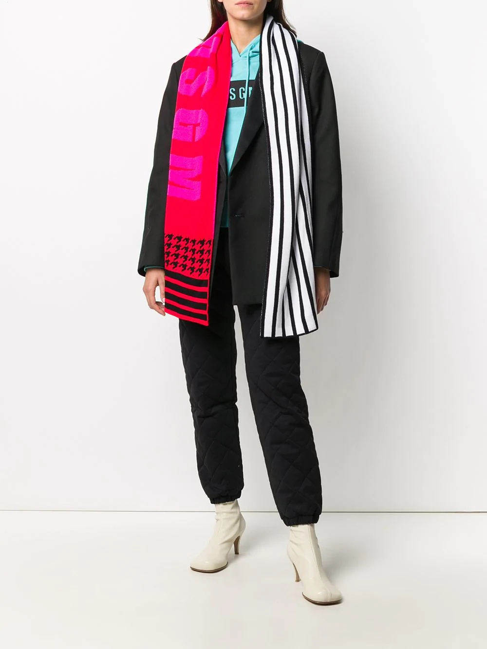 logo striped knitted scarf - 2