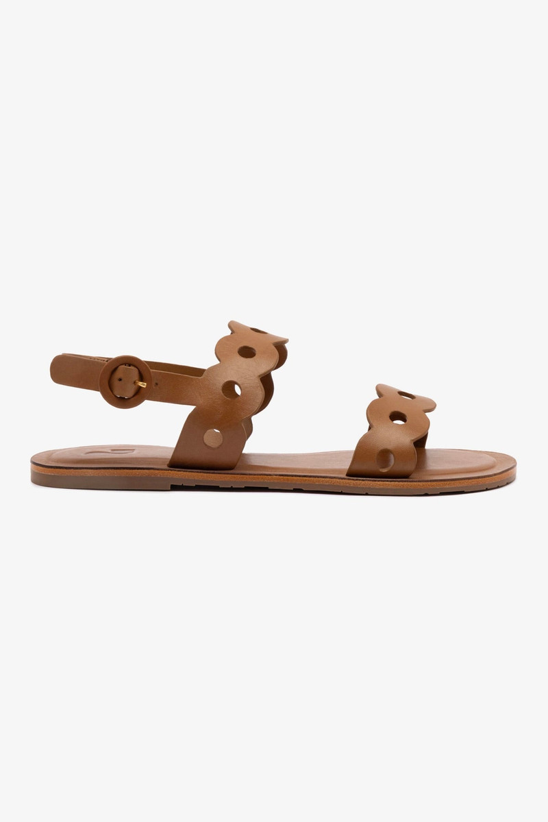 Florence Flat Sandal In Light Caramel Leather 1