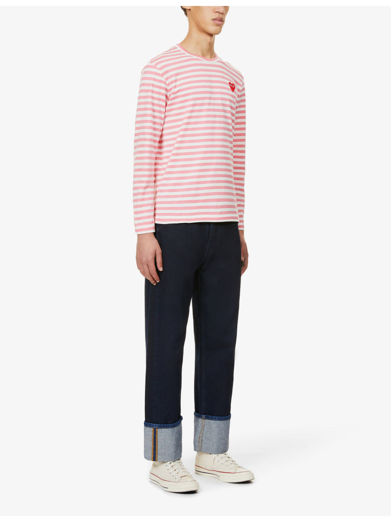 Comme des Garçons PLAY Branded stripe-print cotton-jersey top outlook