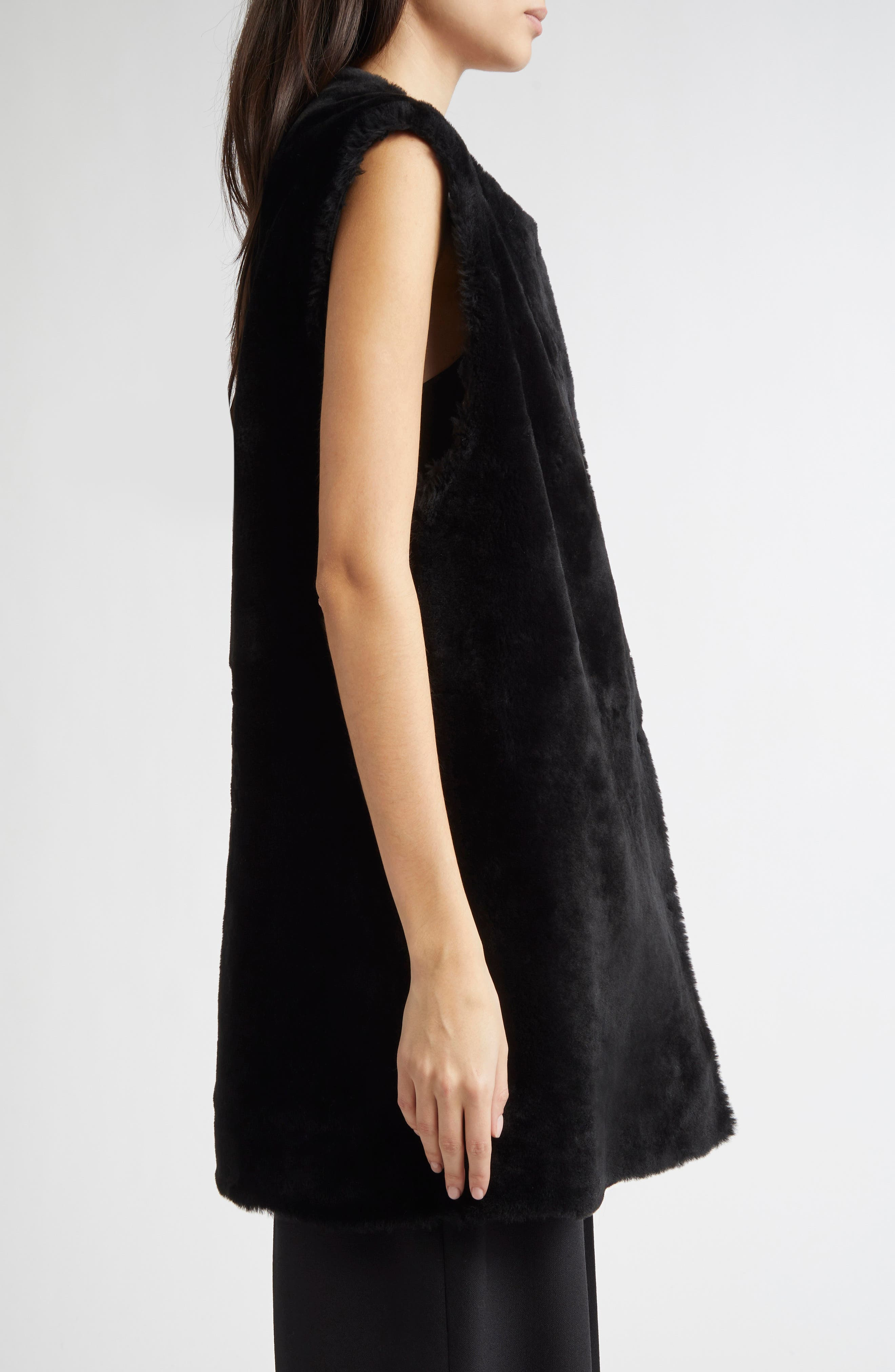 TOTEME Plush Genuine Shearling Vest in Black at Nordstrom - 4