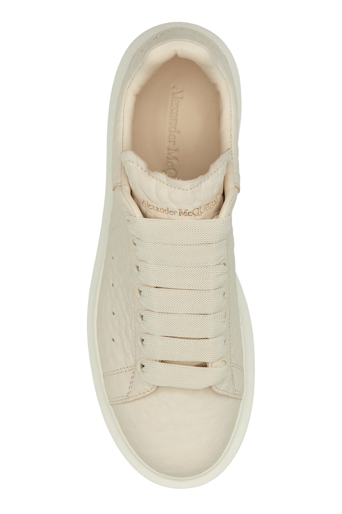 Ivory leather sneakers with ivory leather heel - 4