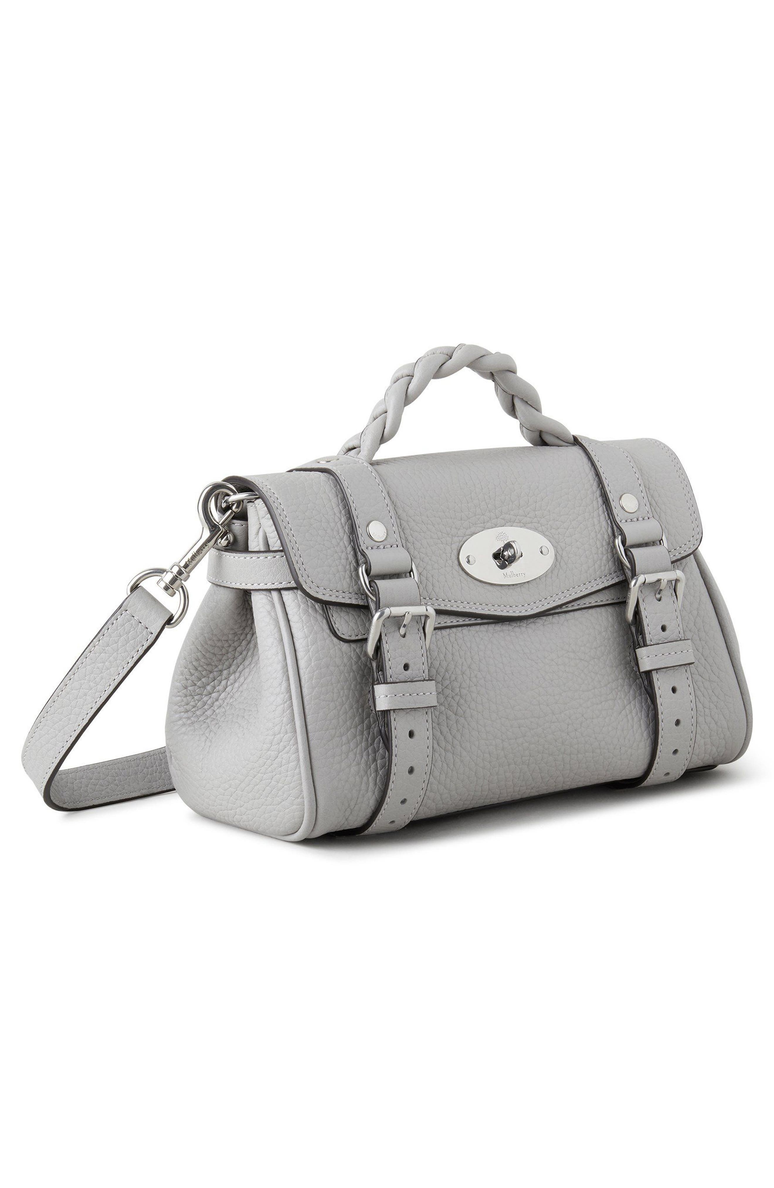 Mulberry Mini Alexa Leather Satchel in Pale Grey at Nordstrom - 5