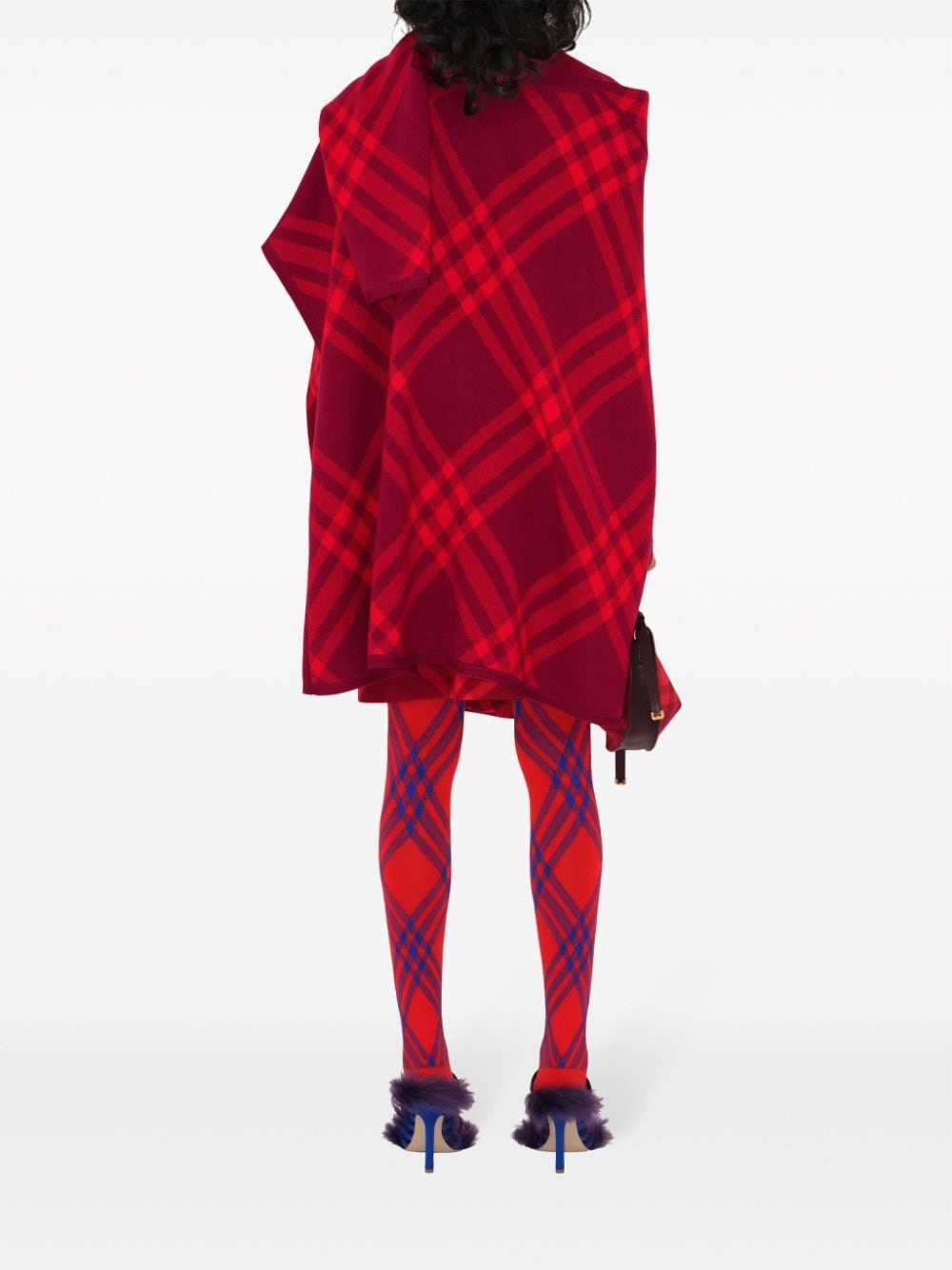 checked wool cape - 4