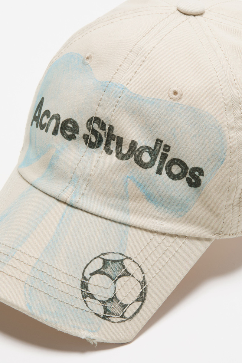 Distressed bow logo cap - Oat beige 3