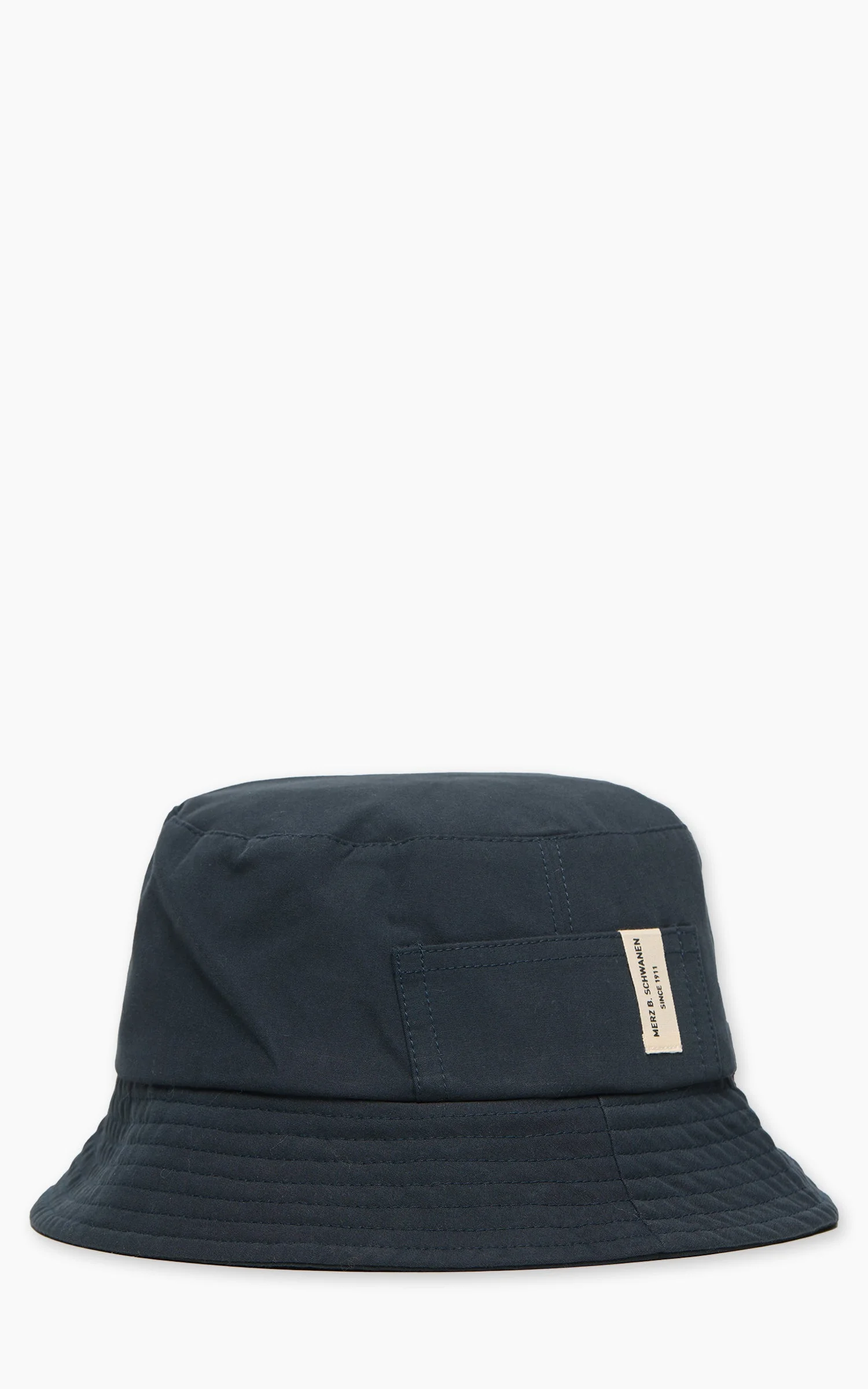 MERZ B. SCHWANEN BH03 COTTON POPLIN BUCKET HAT DARK NAVY - 1