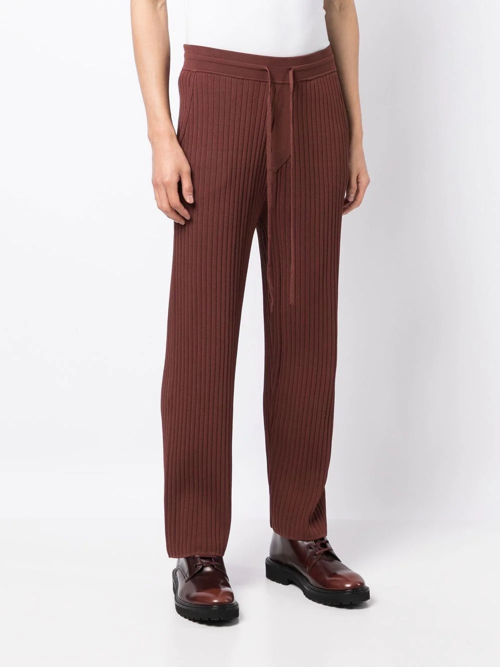 ribbed straight-leg trousers - 3