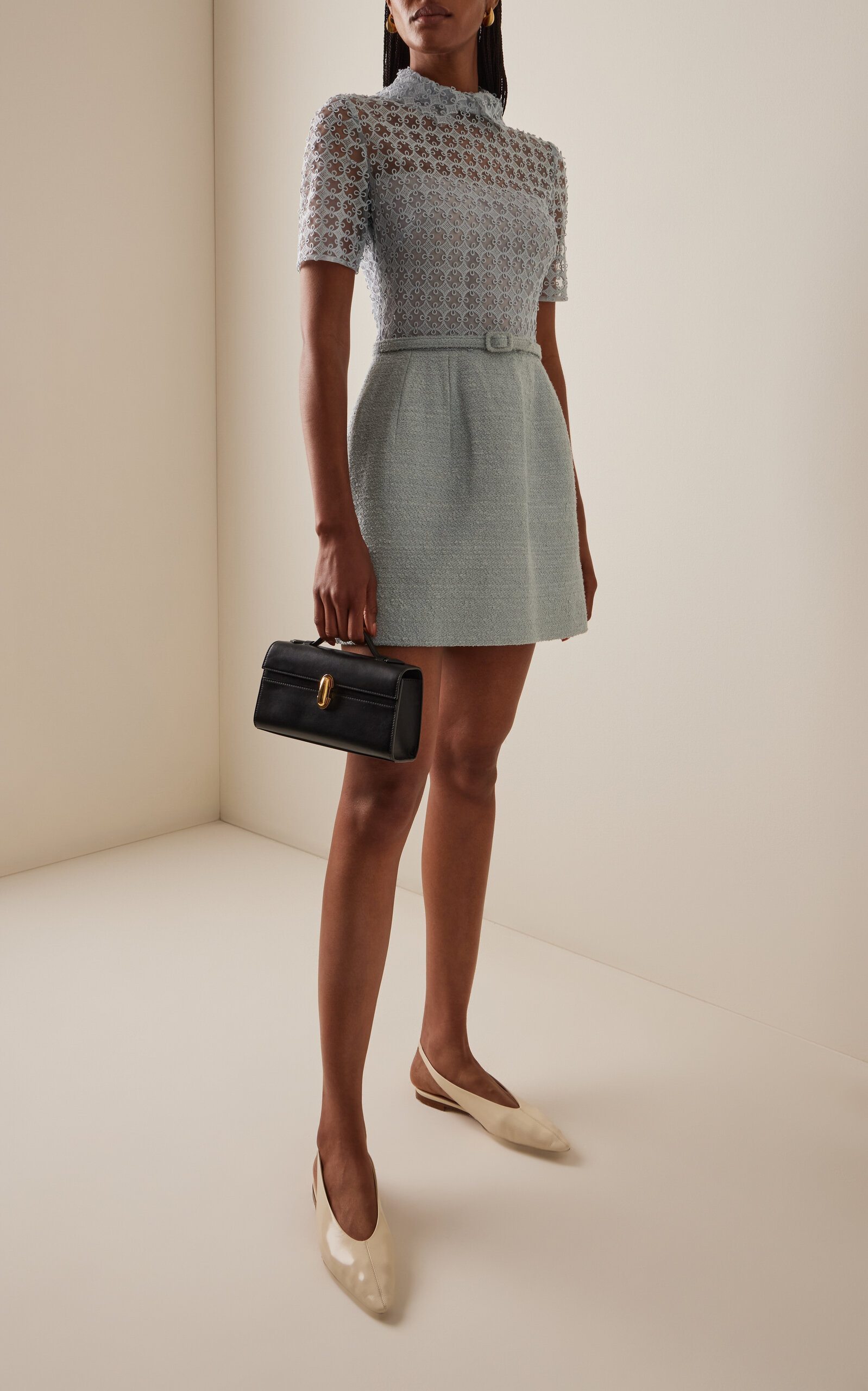 Guipure Tweed Mini Dress light blue - 2