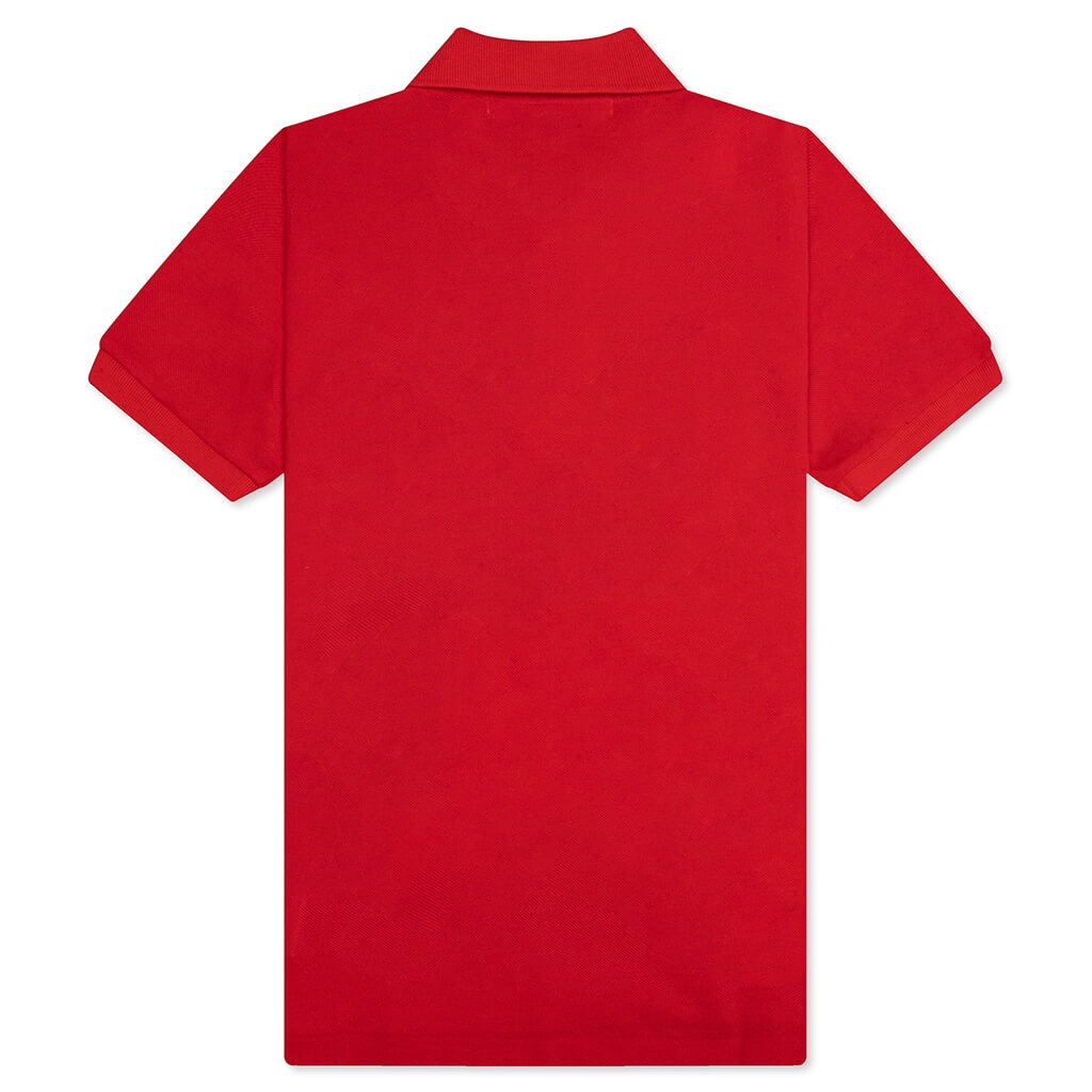 COMME DES GARCONS PLAY WOMEN'S RED EMBLEM POLO TEE - RED - 2