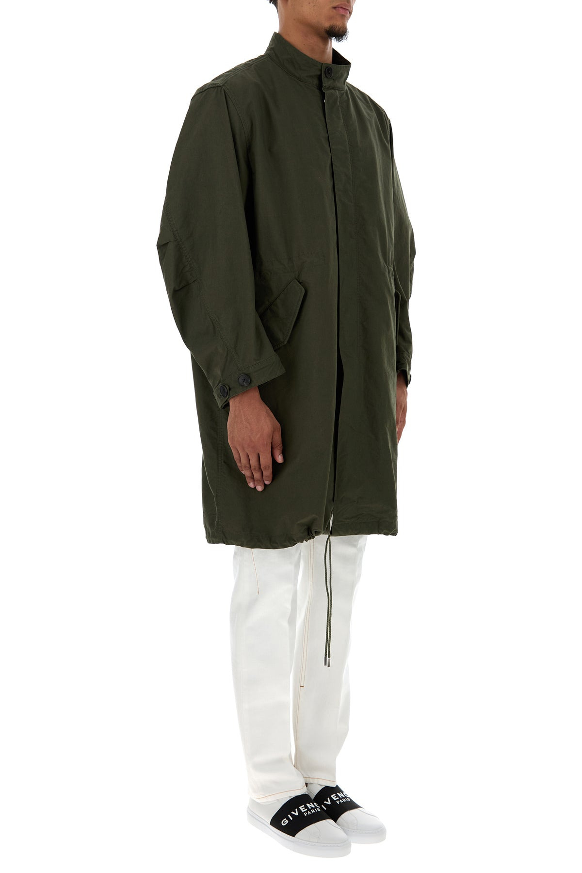 Olive green cotton blend parka - 3