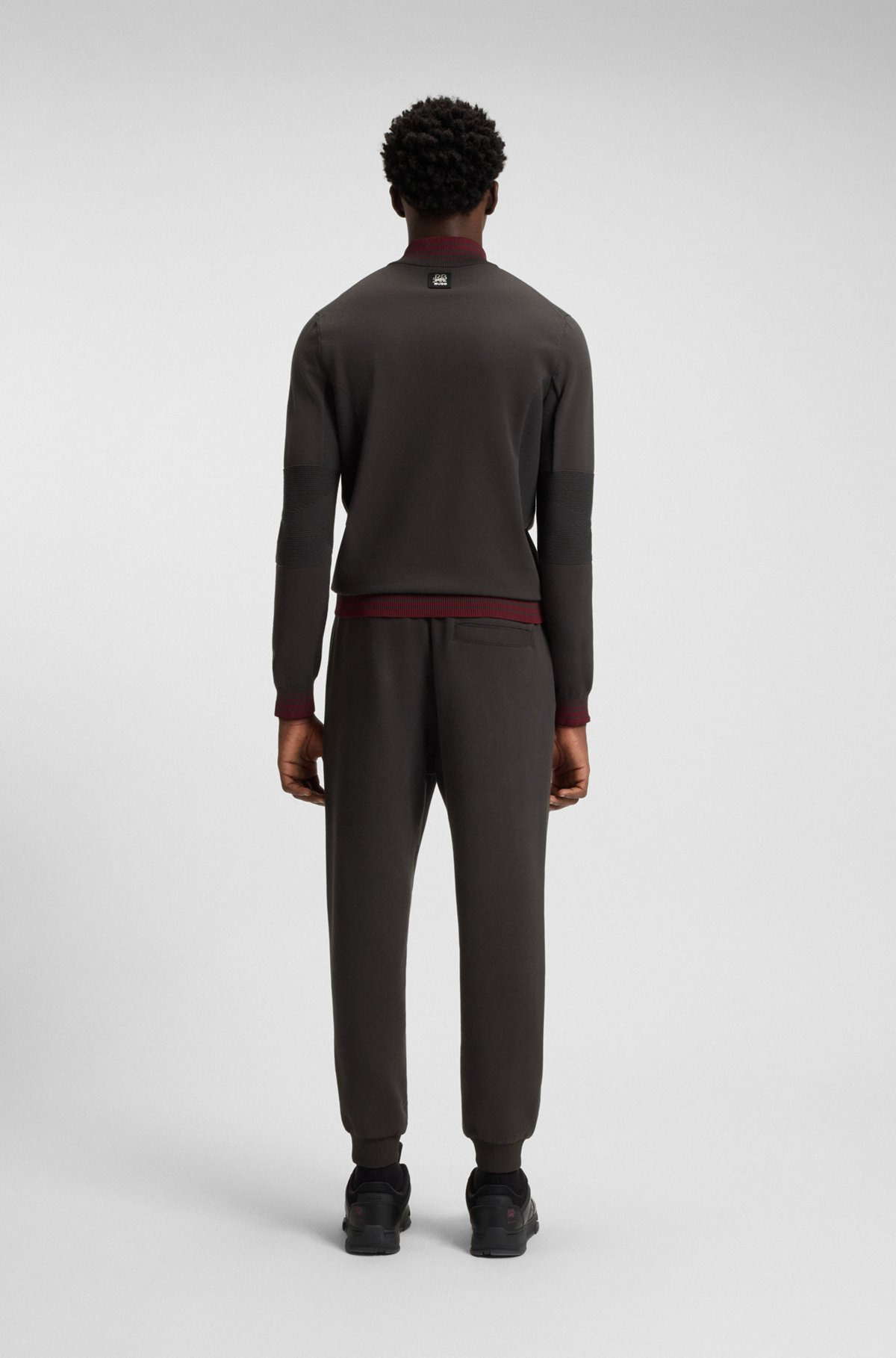HUGO X RB ZIP-NECK SWEATER WITH CONTRAST TIPPING STRIPES - 5