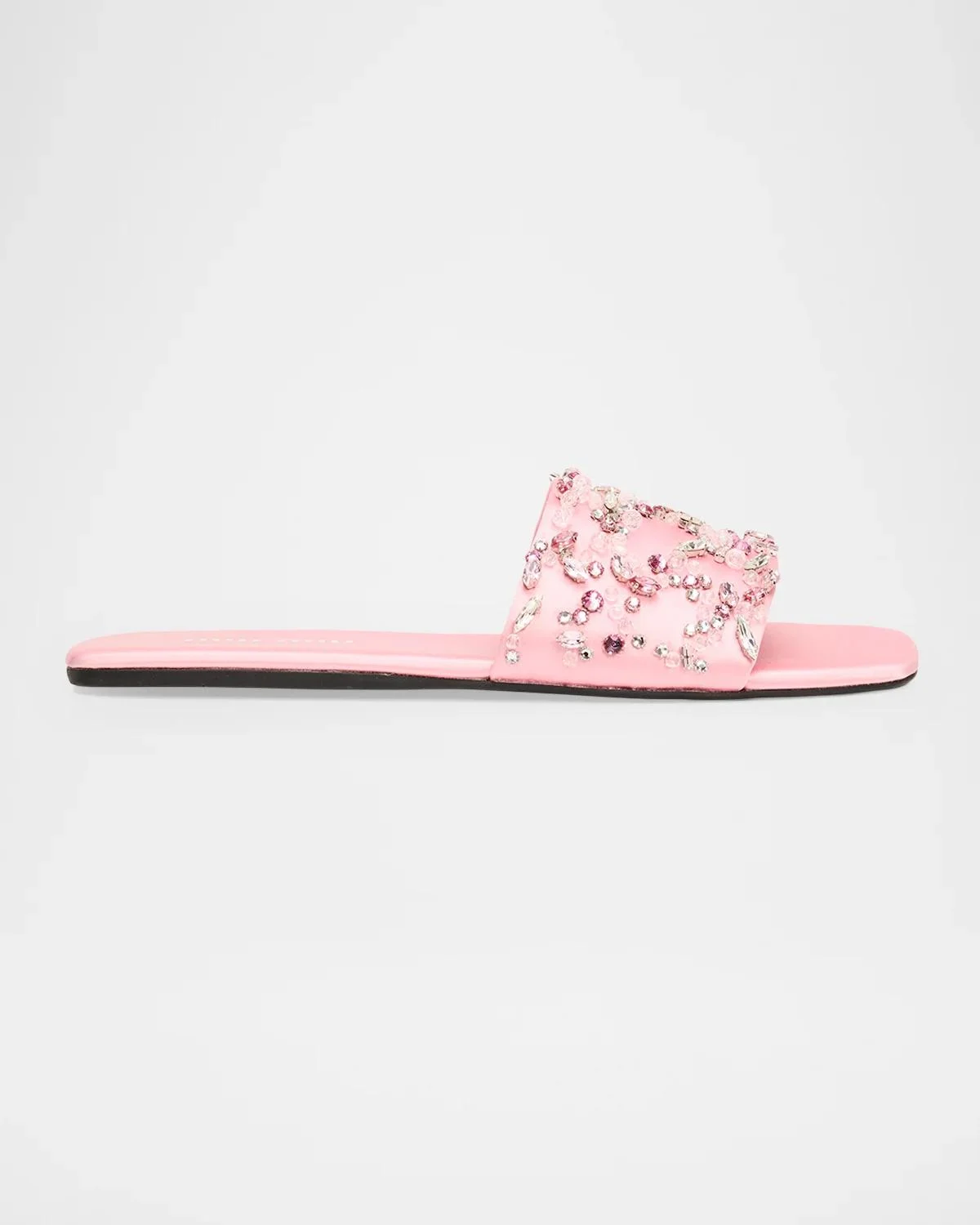 Embellished Satin Slide Sandals - 1