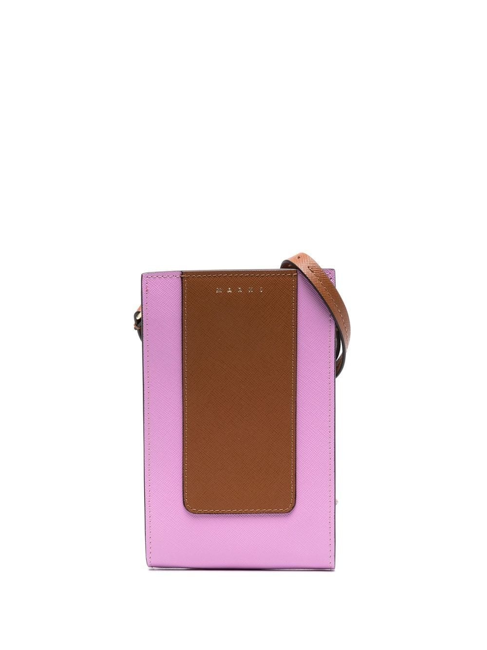 colour-block leather phone case - 1