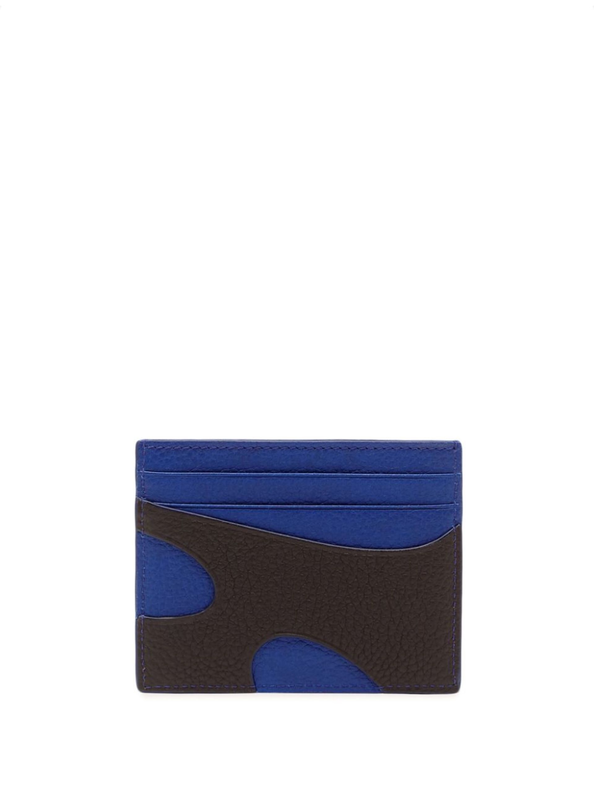 blue cut-out leather card holder - 2