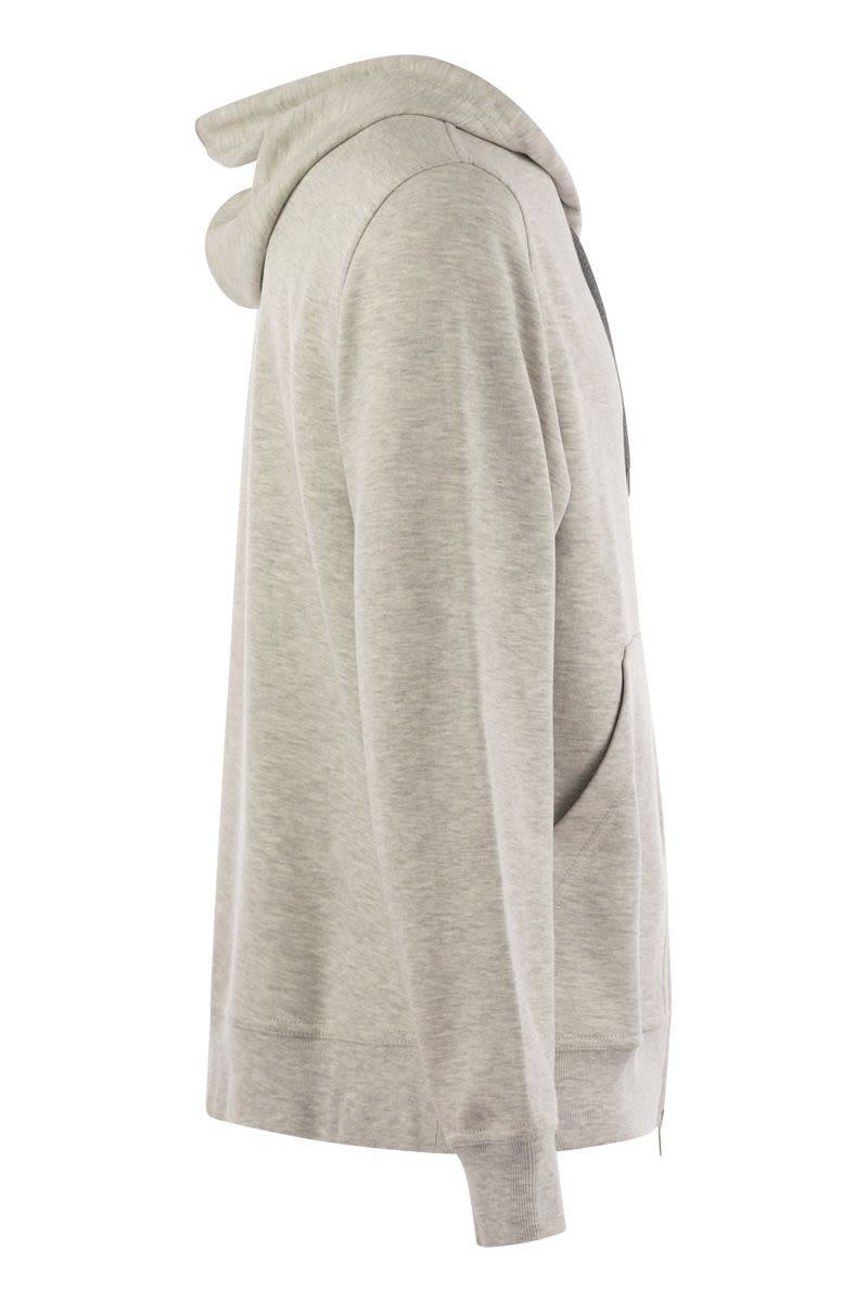 Brunello Cucinelli BRUNELLO CUCINELLI COTTON, CASHMERE AND SILK FLEECE ZIPPED TOPWEAR - 3