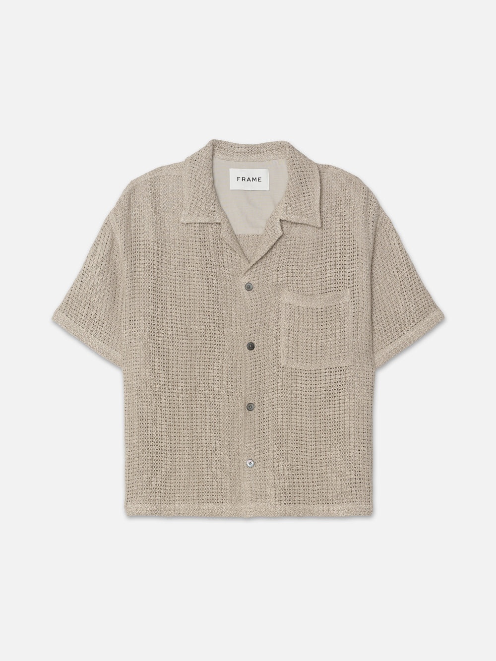 Open Weave Short Sleeve Shirt in Smoke Beige - 1
