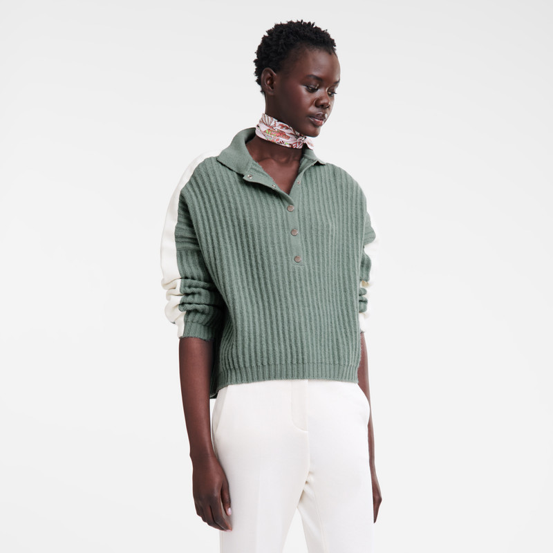 Longchamp Polo collar jumper Celadon - Knit outlook