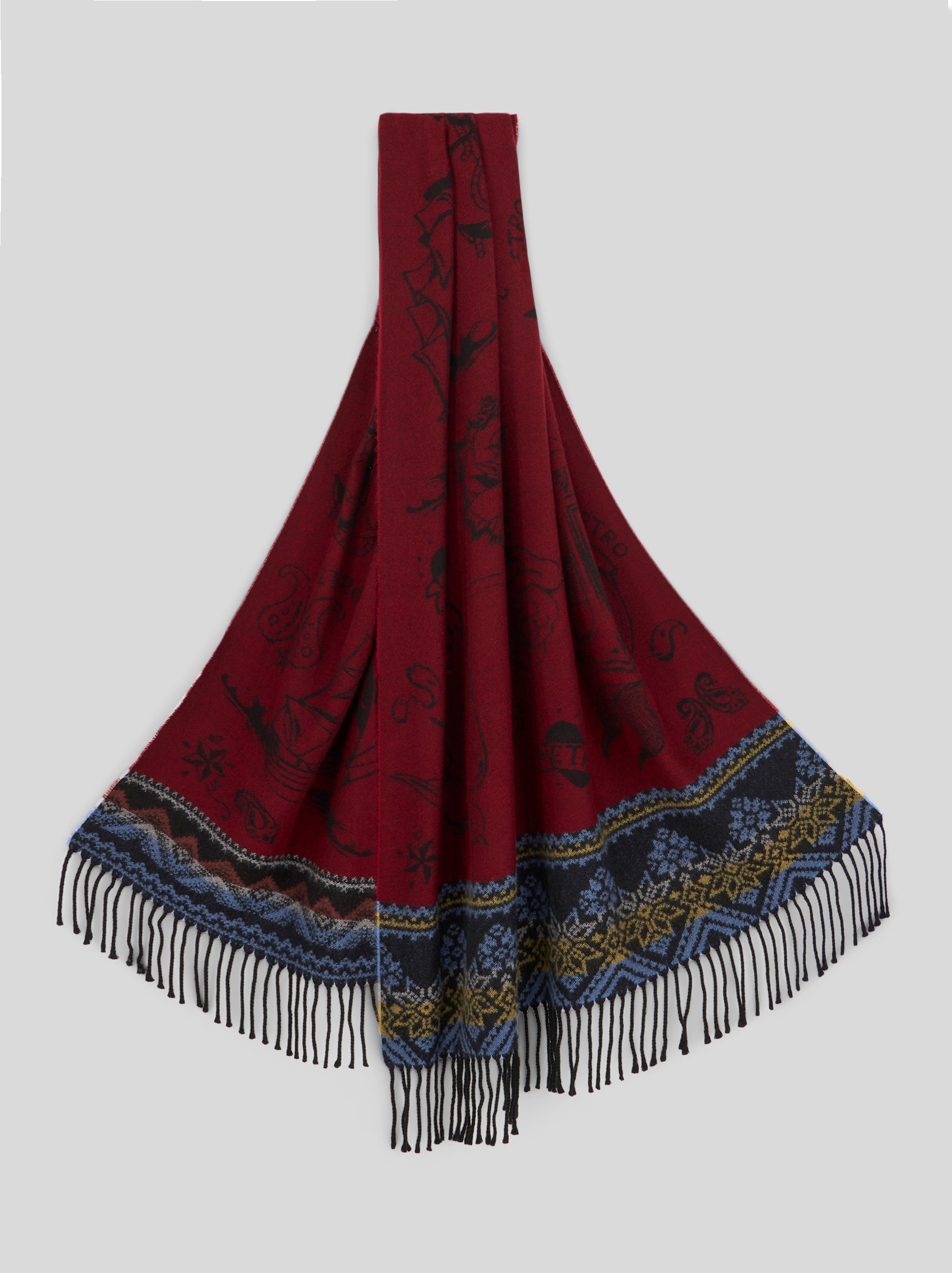TATTOO PATTERN WOOL SCARF - 1