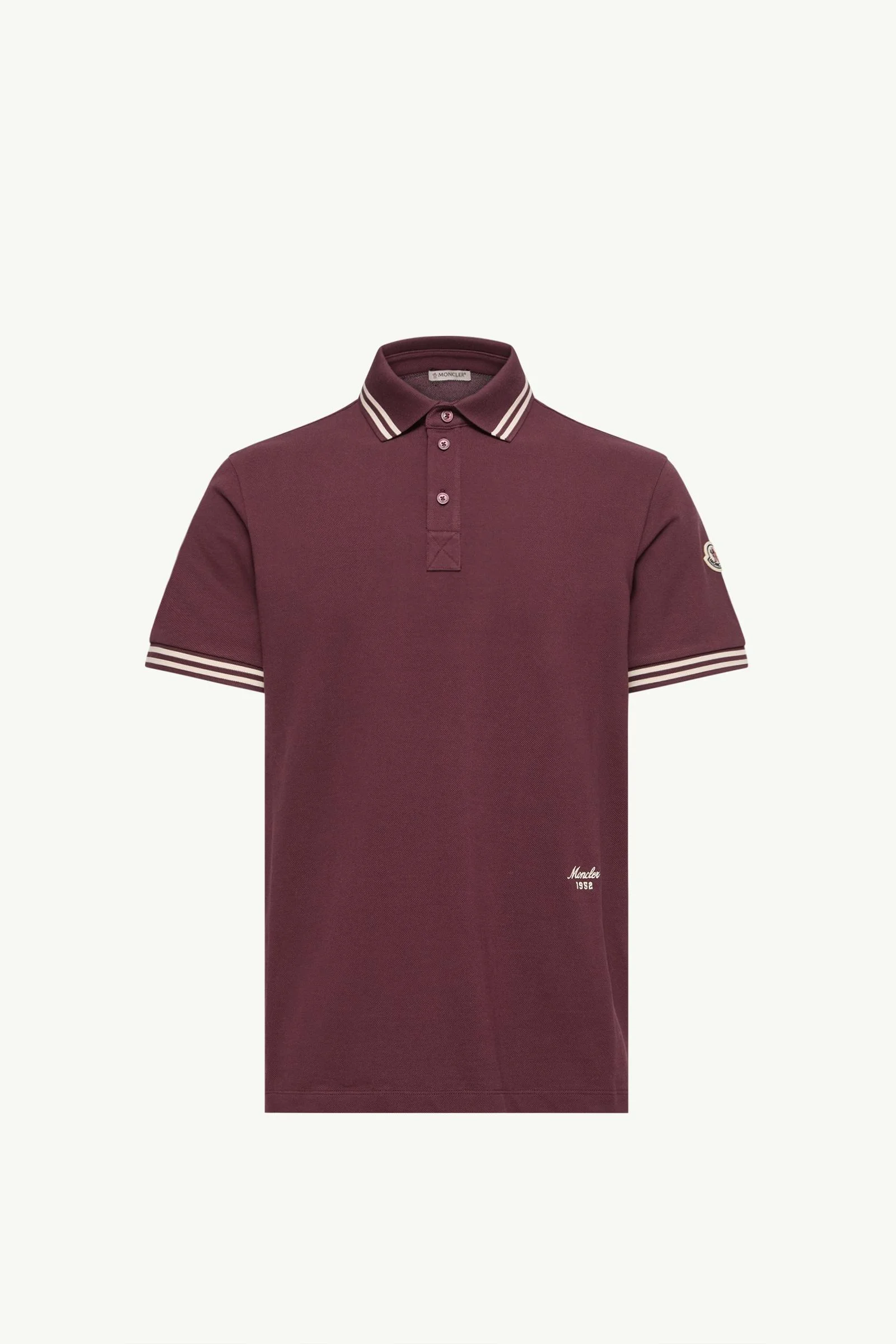 Striped Trim Cotton Piquet Polo Shirt - 1