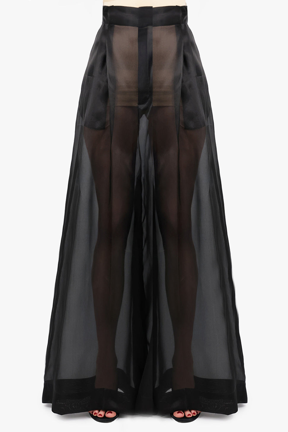 SHEER WIDE LEG EXTRA LONG PANT | BLACK - 3