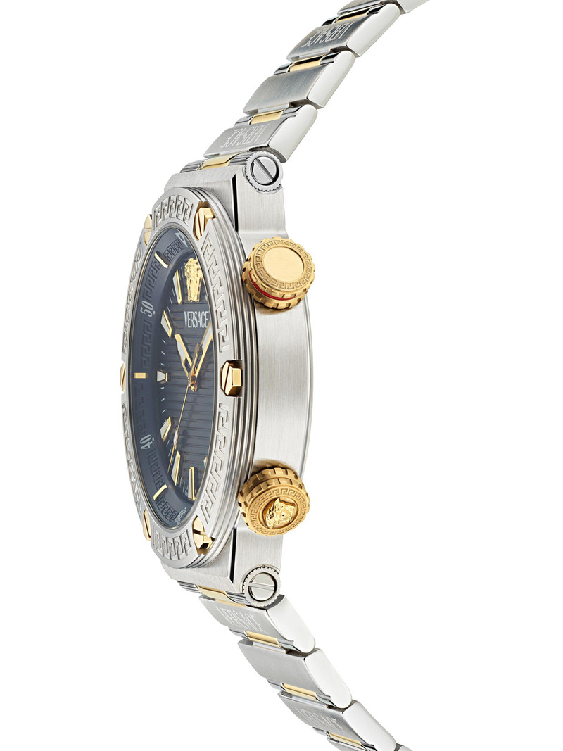 Men's Greca Logo Diver Stainless Steel Bracelet Watch/43MM - Two Tone Black 3