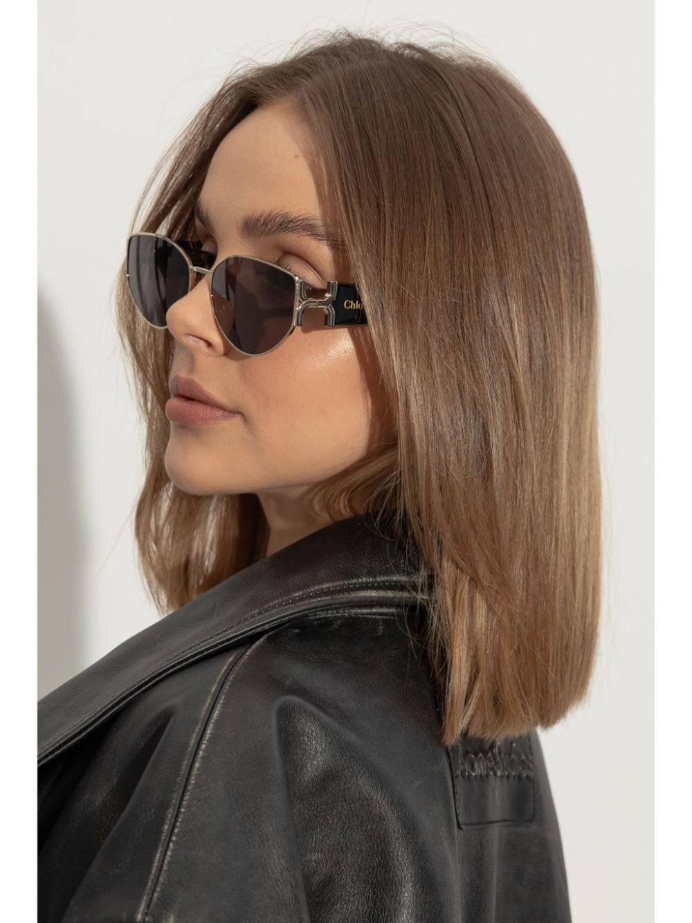 logo-engraved oval-lens sunglasses - 2