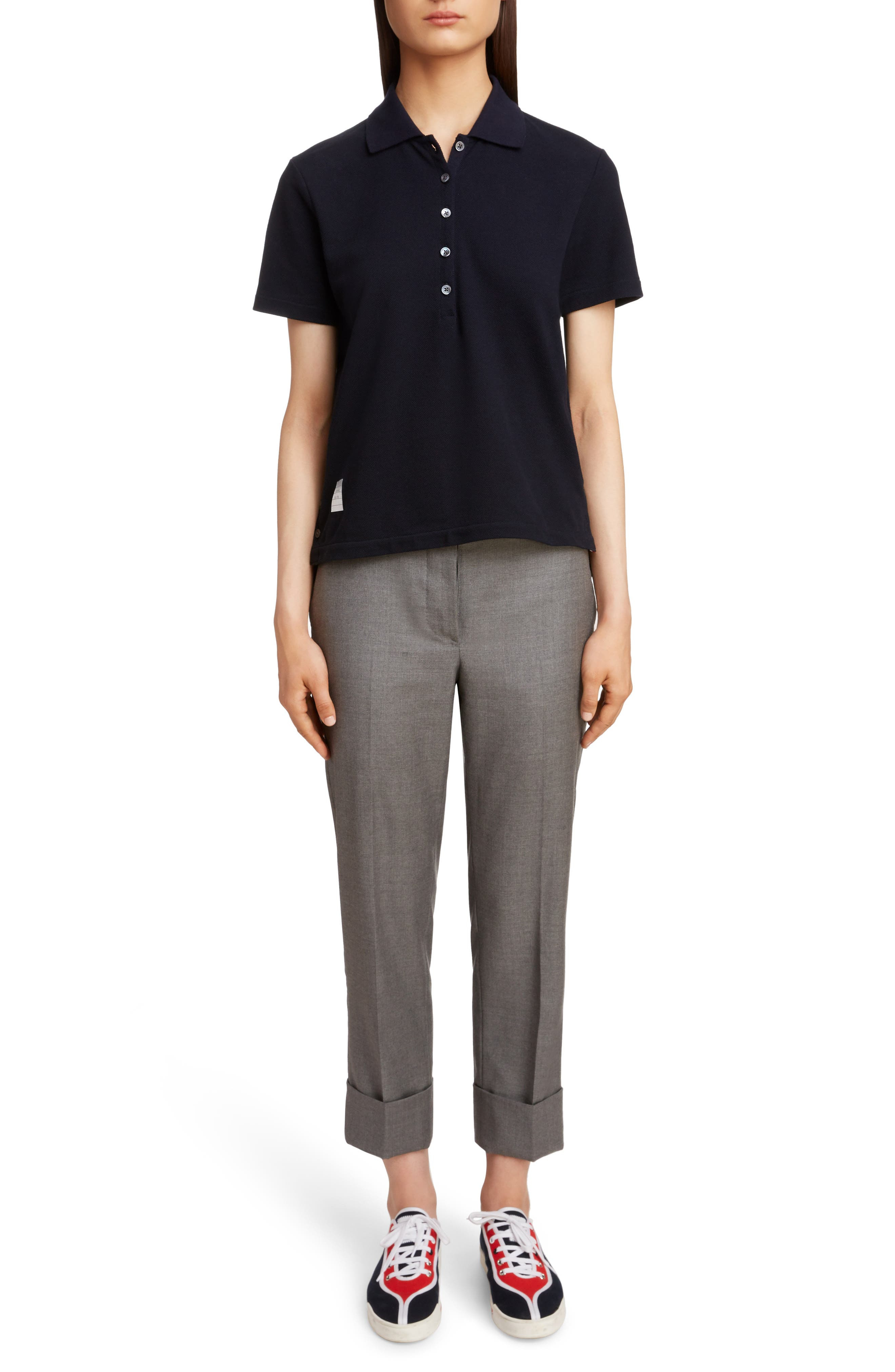 Thom Browne Stripe Piqué Polo in Navy at Nordstrom - 6
