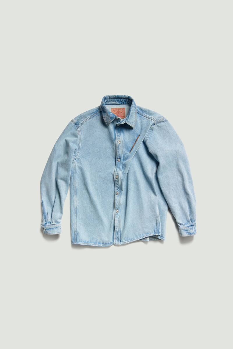 Pinched Logo Denim Shirt 1