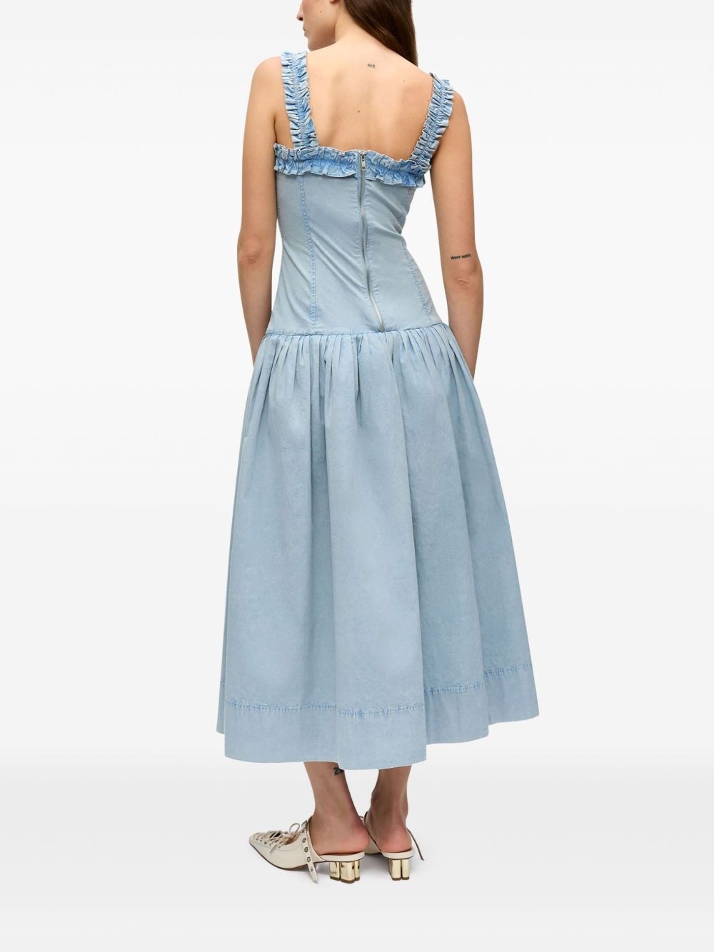 ruffle-detail midi dress - 3