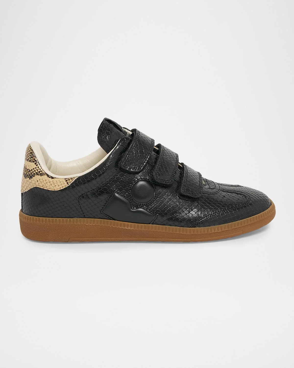 Beth Embossed Leather Grip-Strap Sneakers - 1