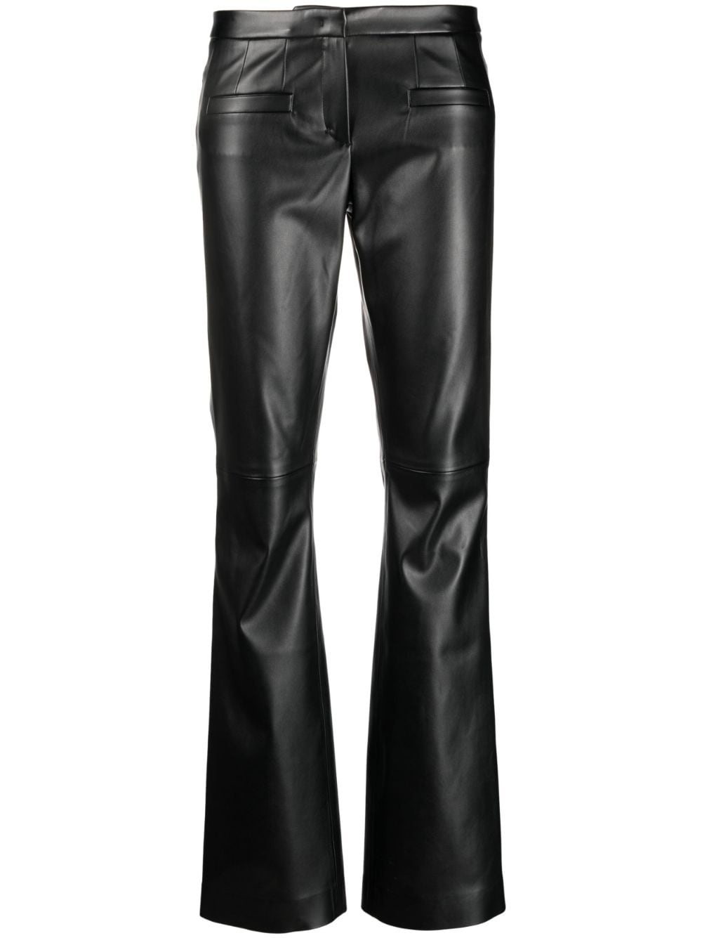 mid-rise faux-leather flared trousers - 1