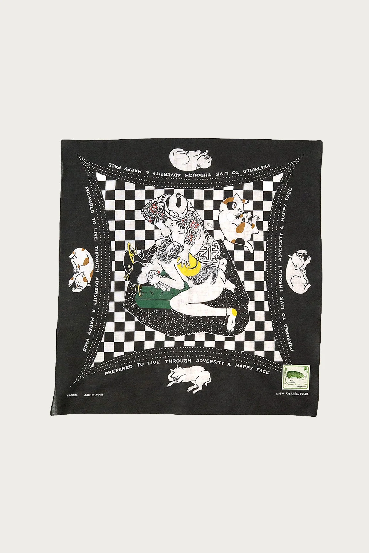 FASTCOLOR SELVEDGE BANDANA (RAINBOWY NO WOMAN NO CRY) - BLACK - 1
