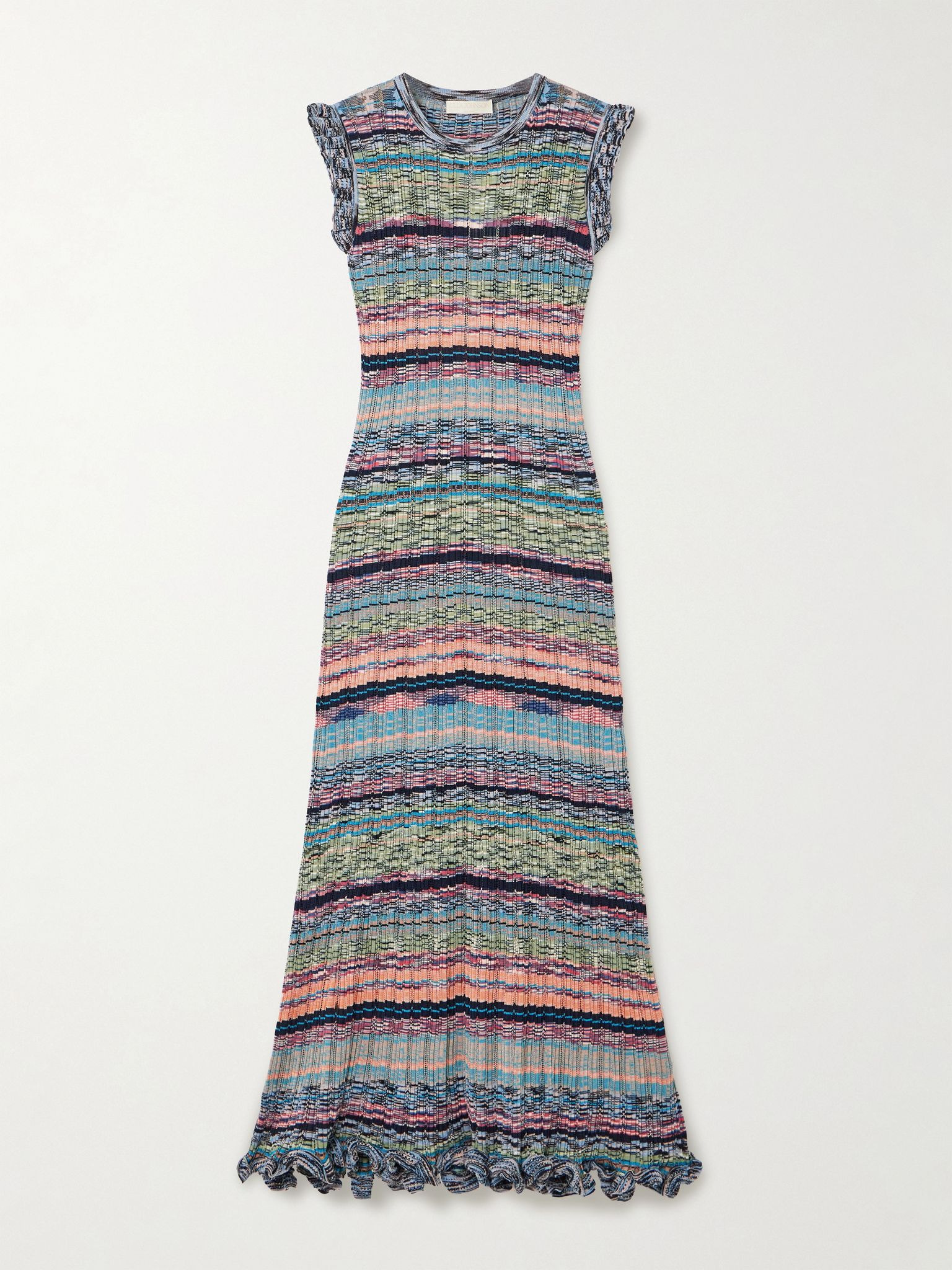 Ajak ruffled striped ribbed-knit midi dress Multi - 1
