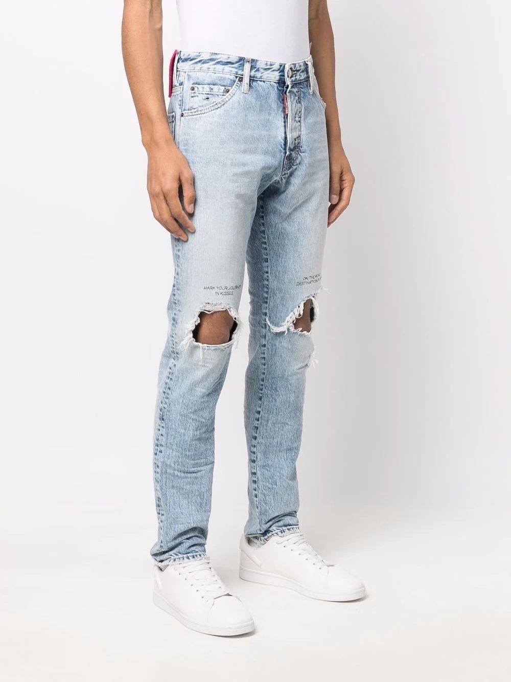 distressed straight-leg jeans - 3