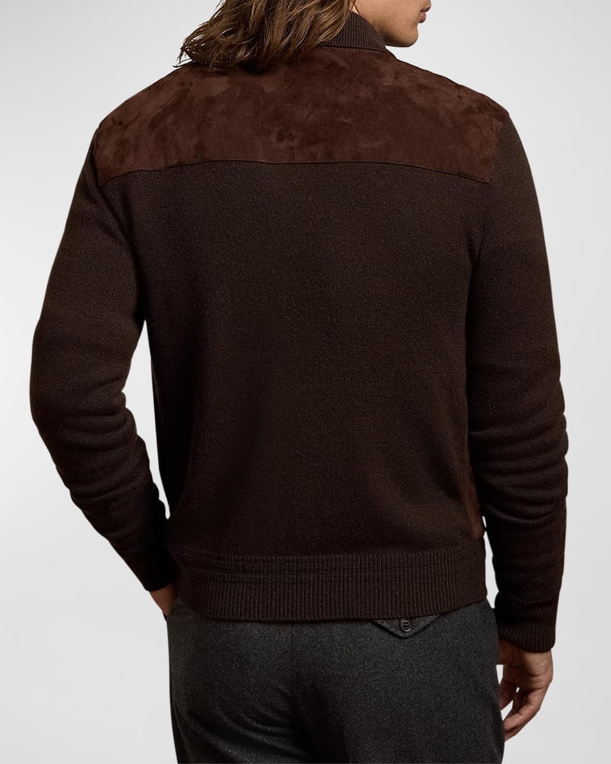 Men's Suede-Panel Cashmere Cardigan - 3