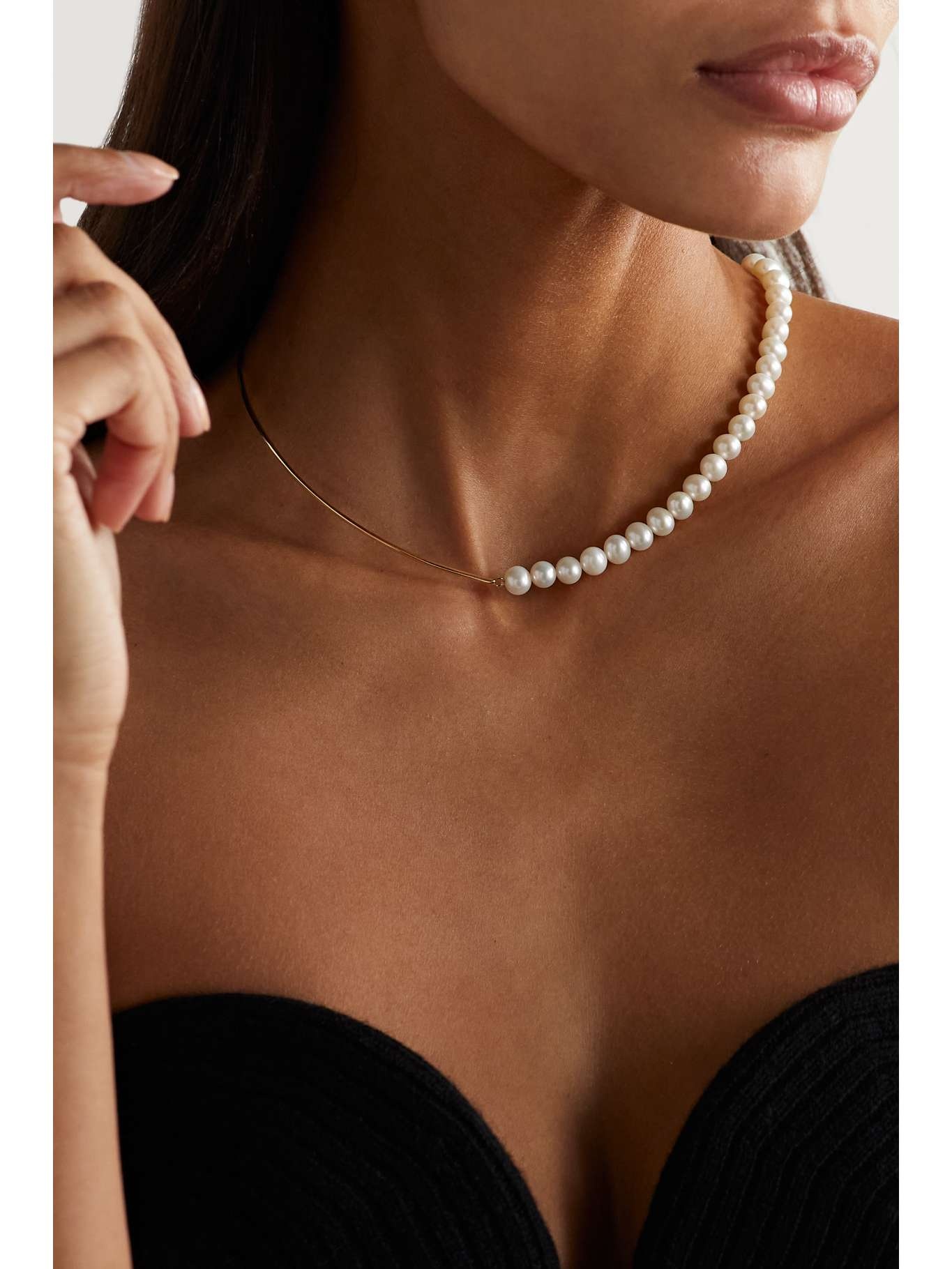 14-karat gold pearl choker - 2